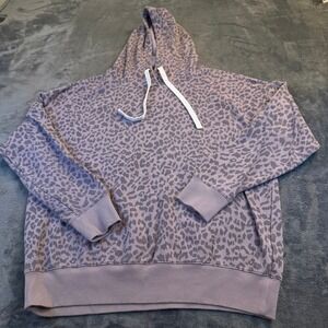 Buffalo David Bitton Purple Leopard Print Hoodie Sweatshirt‎ Womens Medium